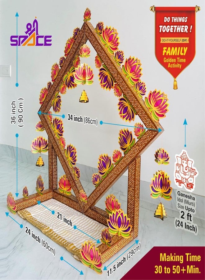 Shree SPACE Lotus Sinhasan DIY Paper 3D Craft Makhar Kit | Ganesh Festival | Ganesh Jayanti | Ganesh Puja | Maghi Ganeshotsav | Unique 3D Decoration - Image 2
